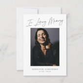 In Love Memory Minimalistisch Memorial Foto Card Einladung (Vorderseite)
