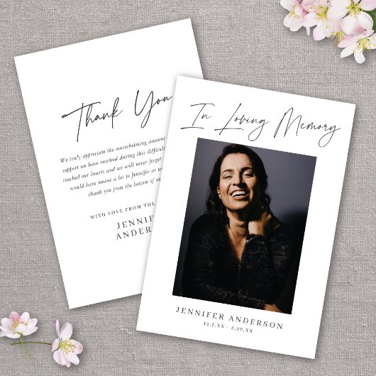 In Love Memory Minimalistisch Memorial Foto Card Einladung