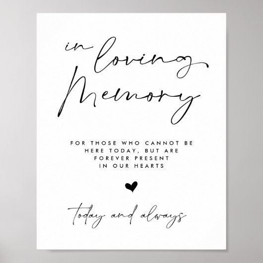 In Love Memory | Minimalistisches Hochzeitssymbol Poster (Vorne)