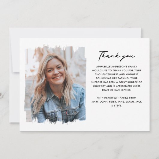 In Love Memory Modern 2-Foto Beerdigung/Gedenkfeie Dankeskarte (Rückseite)