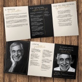 In Love Memory Modern 2-Foto-Elegante Gedenkstätte Dreifach-gefaltete Programmkarte