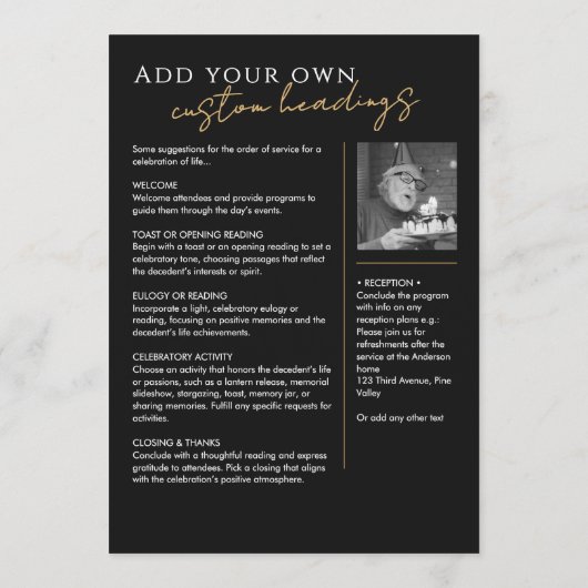 In Love Memory Modern 2-Foto-Elegante Gedenkstätte Programm (Rückseite)