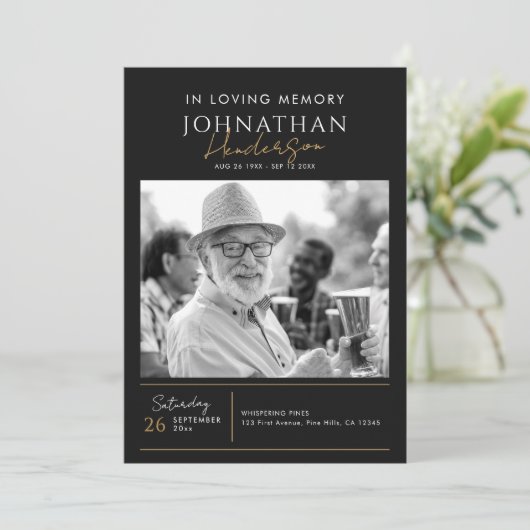 In Love Memory Modern 2-Foto-Elegante Gedenkstätte Programm (Stehend Vorderseite)