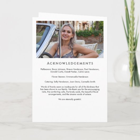 In Love Memory Modern 9-Foto geflochtene Beerdigun Programm (Rückseite)