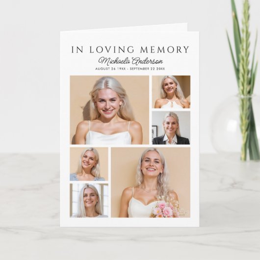 In Love Memory Modern 9-Foto geflochtene Beerdigun Programm (Vorderseite)