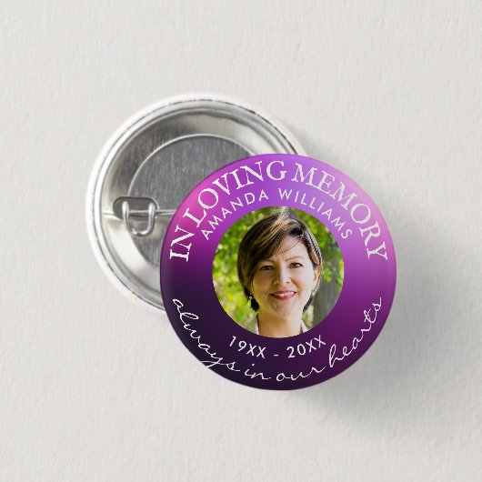 In Love Memory Modern Amethyst Mauve Iris Lila Button (Vorne & Hinten)