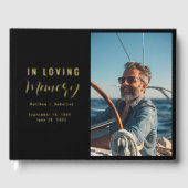 In Love Memory Modern Black Custom Foto Beerdigung Gästebuch (Vorderseite)