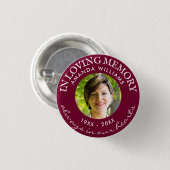 In Love Memory Modern Burgundy Foto Memorial Button (Vorne & Hinten)