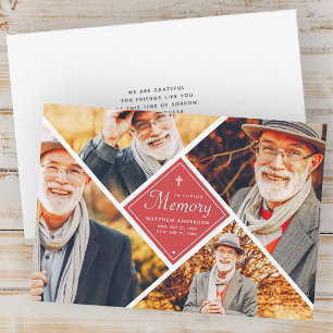 In Love Memory Modern Cross Multi Foto Dankeskarte