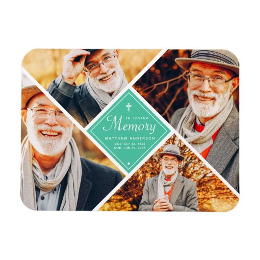 In Love Memory Modern Cross Multi Foto Magnet (Horizontal)