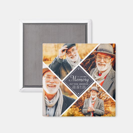 In Love Memory Modern Cross Multi Foto Template Magnet (Vorderseite/Rückseite)