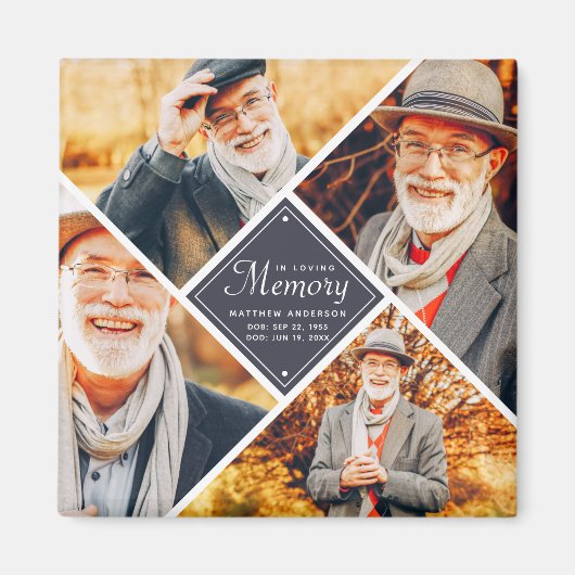 In Love Memory Modern Cross Multi Foto Template Magnet (Vorne)