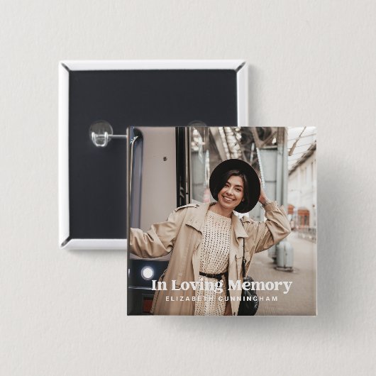 In Love Memory Modern Custom Foto Memorial Button (Vorne & Hinten)