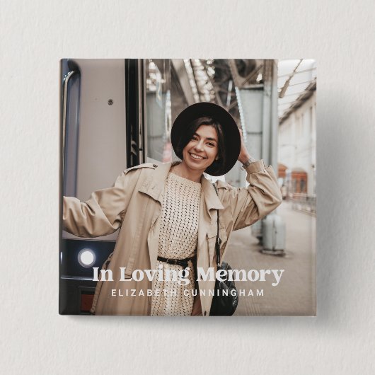In Love Memory Modern Custom Foto Memorial Button (Vorderseite)
