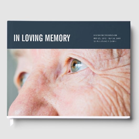 In Love Memory Modern Custom Foto Memorial Gästebuch (Vorderseite)