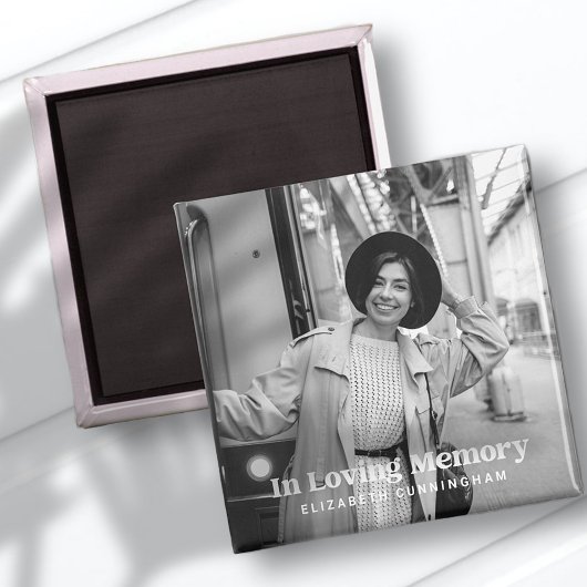 In Love Memory Modern Custom Foto Memorial Magnet