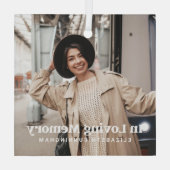 In Love Memory Modern Custom Foto Memorial Ornament Aus Glas (Rückseite)