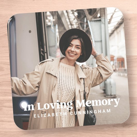 In Love Memory Modern Custom Foto Memorial Quadratischer Aufkleber
