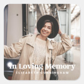 In Love Memory Modern Custom Foto Memorial Quadratischer Aufkleber (Vorderseite)