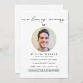 In Love Memory Modern Foto Memorial Beerdigung Einladung (Vorne/Hinten)