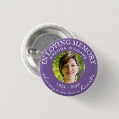 In Love Memory Modern Lila Foto Memorial Button (Vorne & Hinten)