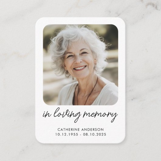 In Love Memory Modern Memorial Wallet Card Begleitkarte (Vorderseite)