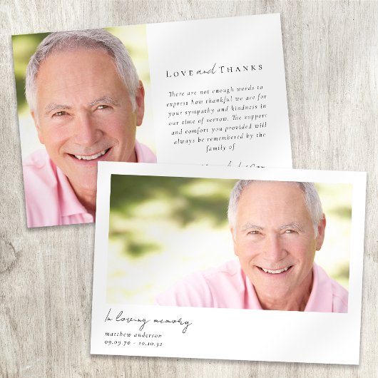 In Love Memory Modern Minimal Foto Bereavement Dankeskarte