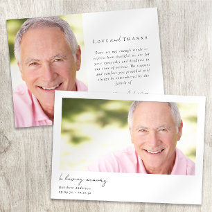 In Love Memory Modern Minimal Foto Bereavement Dankeskarte