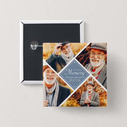 In Love Memory Modern Multi Foto Template Button (Vorne & Hinten)