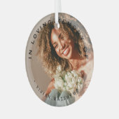 In Love Memory Modern Overlay Foto Ornament Aus Glas (Vorderseite links)