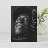 In Love Memory Modern Script 2-Foto Beerdigung Dankeskarte (Stehend Vorderseite)