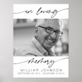 In Love Memory Modern Script Foto Beerdigung Poster (Vorne)