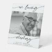 In Love Memory Modern Script Foto Beerdigung Sockelschild (Vorderseite)