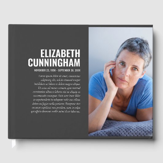 In Love Memory Modern Simple Foto Memorial Gästebuch (Vorderseite)