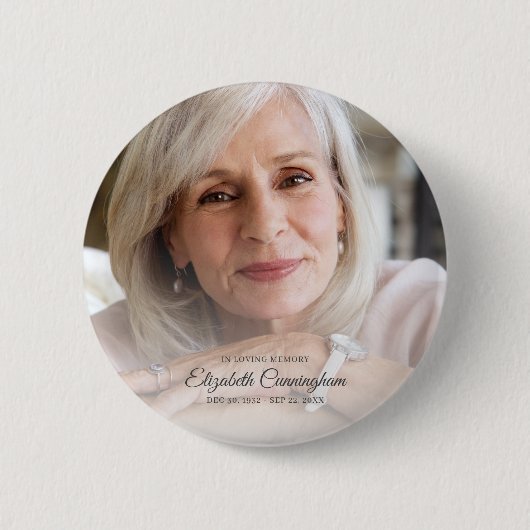 In Love Memory Modern Vignette Foto Keepake Button (Vorderseite)