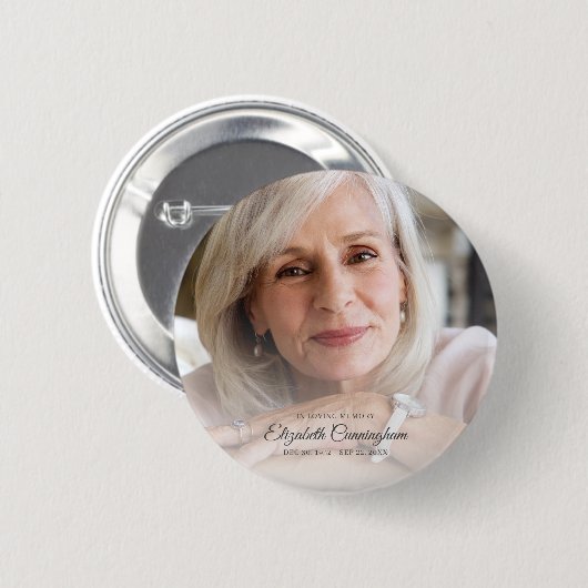 In Love Memory Modern Vignette Foto Keepake Button (Vorne & Hinten)