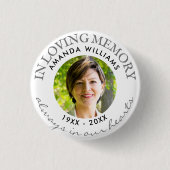 In Love Memory Modern White Foto Memorial Button (Vorderseite)