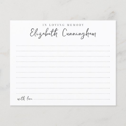 In Love Memory Moderne einfache Beerdigung Besuch (Vorderseite)