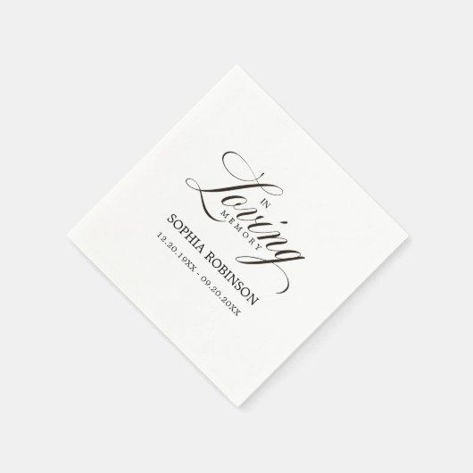 In Love Memory Moderne elegante Script-Beerdigung Serviette (Ecke)