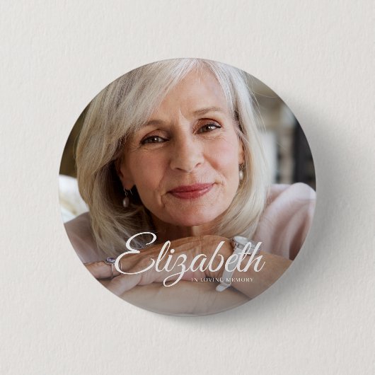 In Love Memory Moderne Name und Foto Keepake Button (Vorderseite)