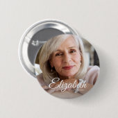 In Love Memory Moderne Name und Foto Keepake Button (Vorne & Hinten)