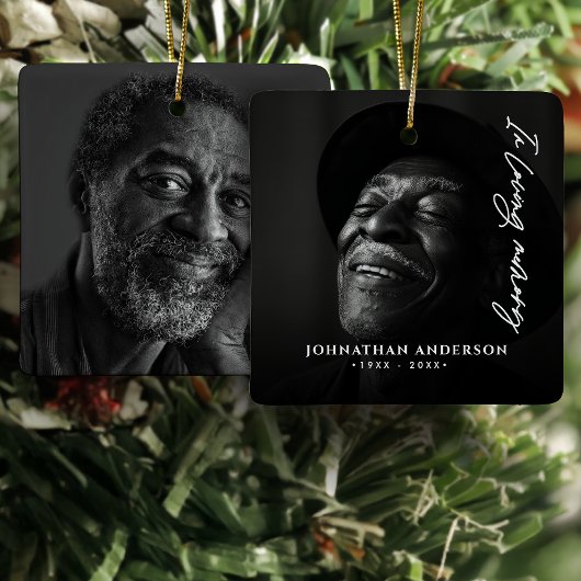 In Love Memory Moderne Skriptnamen & 2 Fotos Keramikornament