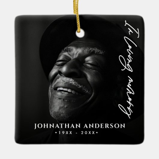 In Love Memory Moderne Skriptnamen & 2 Fotos Keramikornament (Vorderseite)