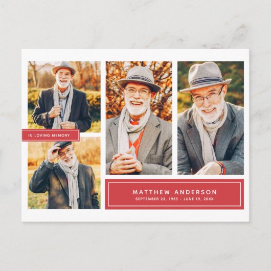 In Love Memory Modernes Color Multi-Foto Postkarte (Vorderseite)