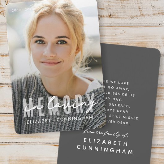 In Love Memory Modernes, einfaches, elegantes Foto Dankeskarte