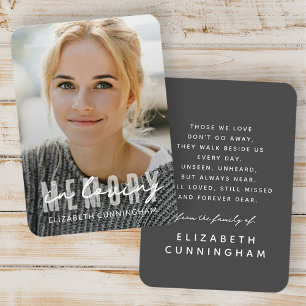 In Love Memory Modernes, einfaches, elegantes Foto Visitenkarte