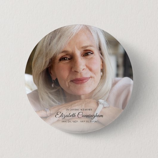 In Love Memory | Modernes Vignette Foto Keepake Button (Vorderseite)