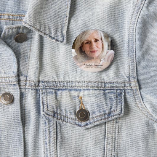 In Love Memory | Modernes Vignette Foto Keepake Button (Beispiel)