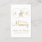 In Love Memory Monogram Beerdigungskarte Visitenkarte (Vorderseite)