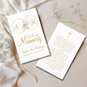 In Love Memory Monogram Beerdigungskarte Visitenkarte
